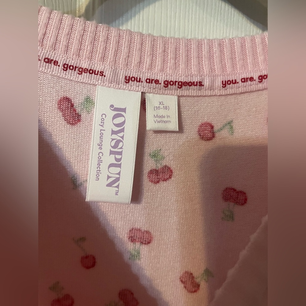 Joyspun Cherry Hacci Knit Sleep Lounge Top XL 16-18 Pink Strawberry Smoothie NWT - Picture 9 of 12